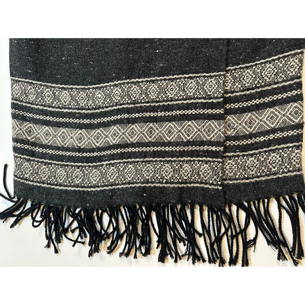 Vintage Karen Kane 90s Wool Fringe Maxi Skirt | Boho Ethnic | Made USA M - Picture 3 of 11